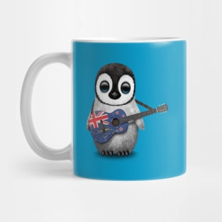 Baby Penguin Playing New Zealand Flag Guitar Mug